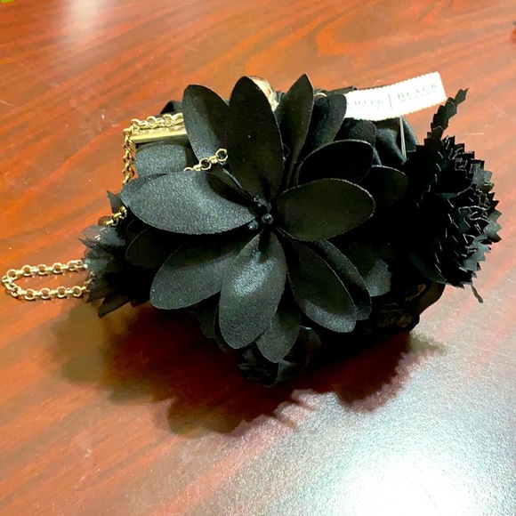 White House Black Market Black Flower Clutch
